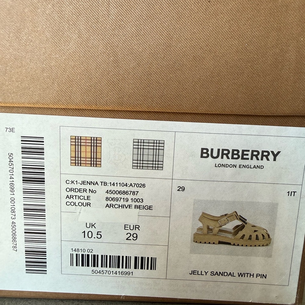 Burberry Kids Tan Logo Clog Sandals - Picture 12 of 12